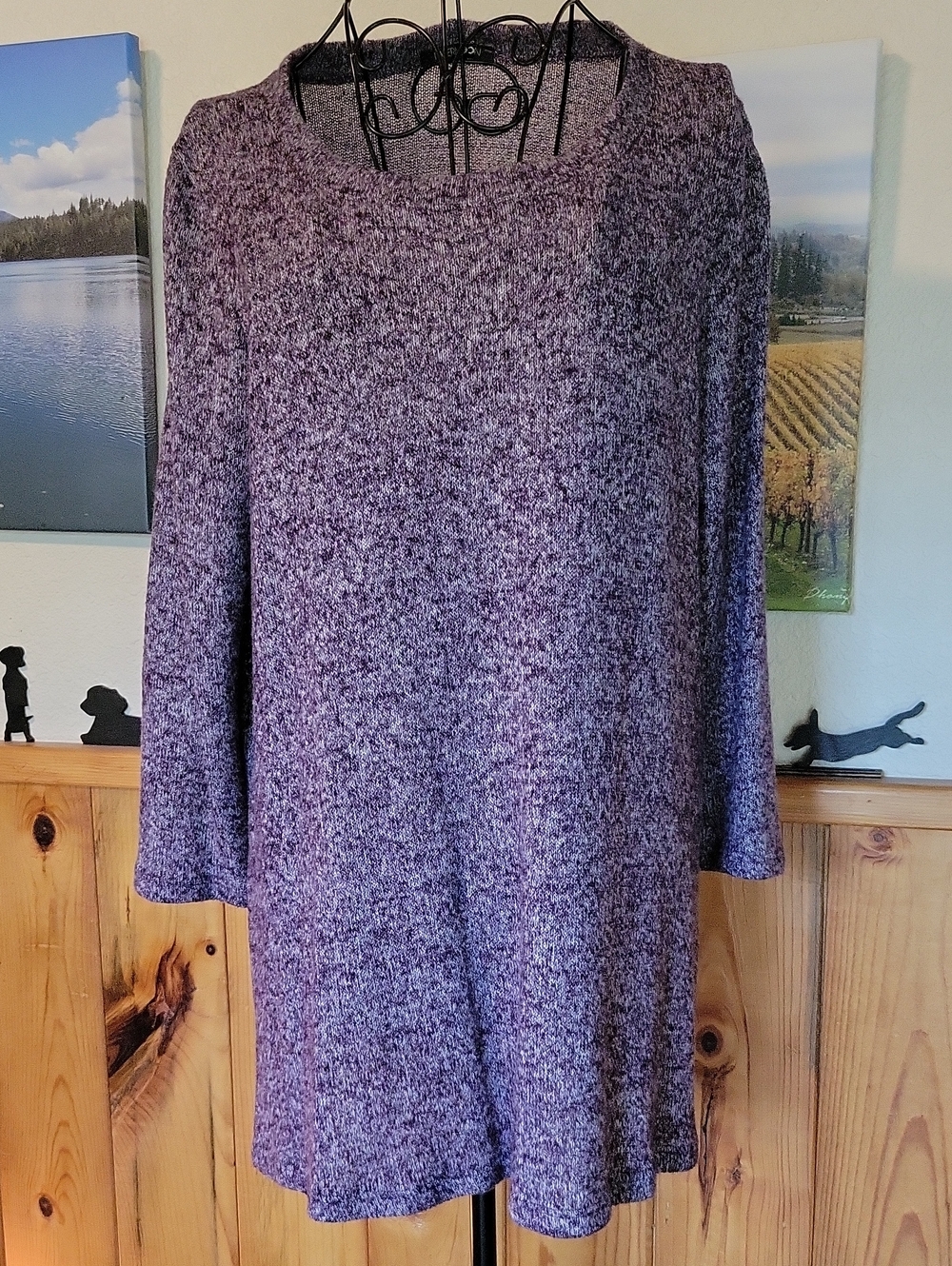 Papermoon Purple Marled Long Sleeve Tunic Sweater